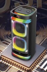 Bluetooth Hoparlör Karaoke Mikrofonlu Rgb Işıklı Speaker BTS1989 Siyah