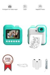 Dijital Fotoğraf Makineleri Çocuk Termal Resim Kağıt Baskılı Yazıcı Kamera Video Makinesi CMR15 Mavi