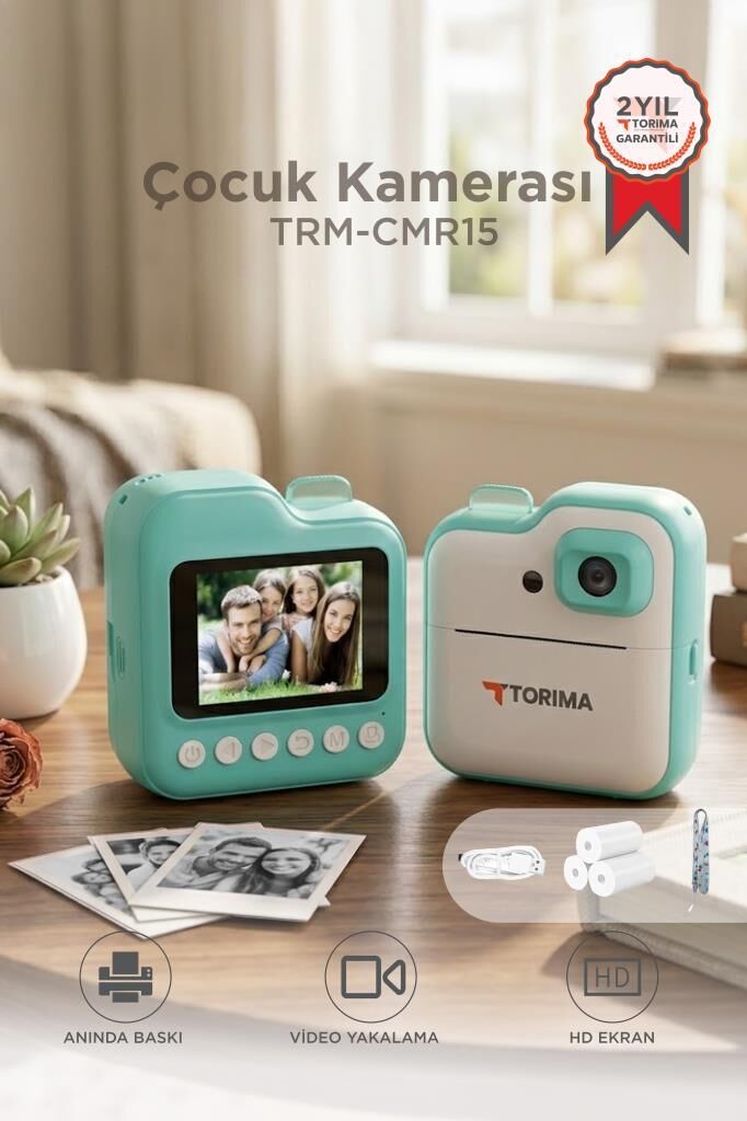 Dijital Fotoğraf Makineleri Çocuk Termal Resim Kağıt Baskılı Yazıcı Kamera Video Makinesi CMR15 Yeşil