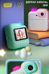 Dijital Fotoğraf Makinesi Çocuk Termal Resim Kağıt Baskılı Yazıcı Kamera Video Makinesi CMR15 Pembe