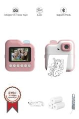 Dijital Fotoğraf Makinesi Çocuk Termal Resim Kağıt Baskılı Yazıcı Kamera Video Makinesi CMR15 Pembe