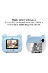 Dijital Fotoğraf Makinesi Çocuk Termal Resim Kağıt Baskılı Yazıcı Kamera Makinesi CMR14 Mavi