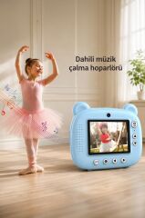 Dijital Fotoğraf Makinesi Çocuk Termal Resim Kağıt Baskılı Yazıcı Kamera Makinesi CMR14 Mavi