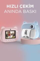 Dijital Fotoğraf Makinesi Çocuk Termal Resim Kağıt Baskılı Yazıcı Kamera Video Makinesi CMR14 Mavi