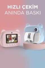 Dijital Fotoğraf Makinesi Çocuk Termal Resim Kağıt Baskılı Yazıcı Kamera Makinesi CMR14 Mavi