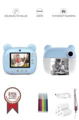 Dijital Fotoğraf Makinesi Çocuk Termal Resim Kağıt Baskılı Yazıcı Kamera Makinesi CMR14 Mavi