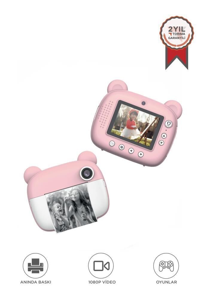 Dijital Fotoğraf Makinesi Çocuk Termal Resim Kağıt Baskılı Yazıcı Kamera Makinesi CMR14 Pembe