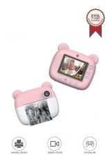 Dijital Fotoğraf Makinesi Çocuk Termal Resim Kağıt Baskılı Yazıcı Kamera Makinesi CMR14 Pembe