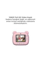 Dijital Fotoğraf Makinesi Çocuk Termal Resim Kağıt Baskılı Yazıcı Kamera Makinesi CMR14 Pembe