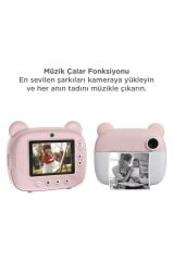 Dijital Fotoğraf Makinesi Çocuk Termal Resim Kağıt Baskılı Yazıcı Kamera Makinesi CMR14 Pembe