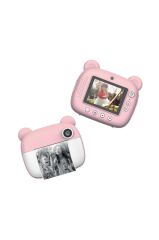 Dijital Fotoğraf Makinesi Çocuk Termal Resim Kağıt Baskılı Yazıcı Kamera Makinesi CMR14 Pembe