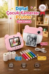 Dijital Fotoğraf Makinesi Çocuk Termal Resim Kağıt Baskılı Yazıcı Kamera Makinesi CMR14 Pembe