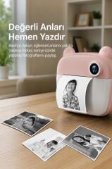 Dijital Fotoğraf Makinesi Çocuk Termal Resim Kağıt Baskılı Yazıcı Kamera Makinesi CMR14 Pembe