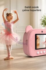 Dijital Fotoğraf Makinesi Çocuk Termal Resim Kağıt Baskılı Yazıcı Kamera Makinesi CMR14 Pembe