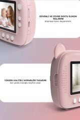 Dijital Fotoğraf Makinesi Çocuk Termal Resim Kağıt Baskılı Yazıcı Kamera Makinesi CMR14 Pembe