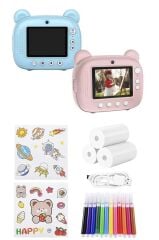 Dijital Fotoğraf Makinesi Çocuk Termal Resim Kağıt Baskılı Yazıcı Kamera Makinesi CMR14 Pembe