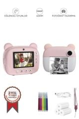 Dijital Fotoğraf Makinesi Çocuk Termal Resim Kağıt Baskılı Yazıcı Kamera Makinesi CMR14 Pembe