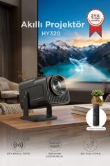Projeksiyon Cihazı Taşınabilir Ev Sinema 4K 1080P Android Akıllı Projektör HY320 Siyah