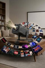 Projeksiyon Cihazı Taşınabilir Ev Sinema 4K 1080P Android Akıllı Projektör HY320 Siyah