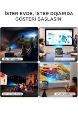 Projeksiyon Cihazı Taşınabilir Ev Sinema 4K 1080P Android Akıllı Projektör HY320 Siyah