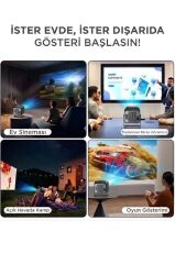 Projeksiyon Cihazı Taşınabilir Ev Sinema 4K 1080P Android Akıllı Projektör HY320 Siyah