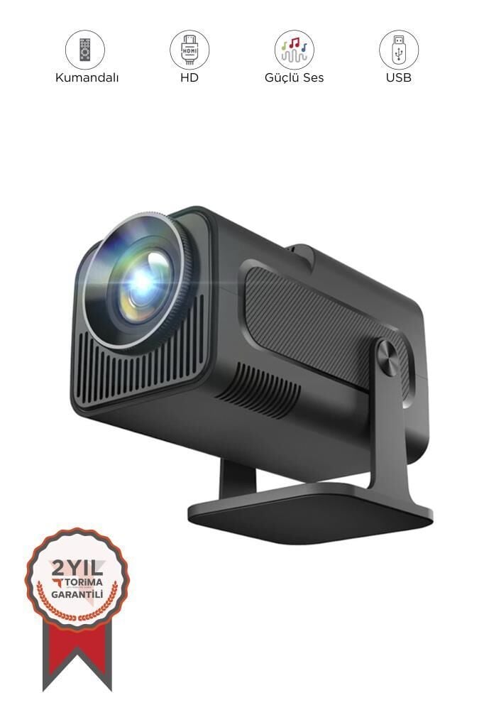 Torima  HY320 Siyah Taşınabilir Sinema Projektörü 4K 1080P Ev Sineması Android Akıllı Projeksiyon