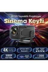 Torima  HY320 Siyah Taşınabilir Sinema Projektörü 4K 1080P Ev Sineması Android Akıllı Projeksiyon