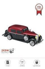 Bluetooth Hoparlör Retro Araba Tasarımlı 2x5W FM USB TF Speaker D55 Kırmızı