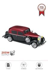 Torima Bluetooth Hoparlör Retro Araba Tasarımlı 2x5W FM USB TF Speaker D55 Kırmızı