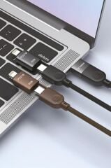 Torima U17 Kahverengi 4-in-1, Type-C To Type-C And Ligthning -USB Çoklu Değiştirilebilir Başlıklı 100cm - 85w Hızlı Şarj Ve Data Kablosu