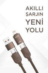Şarj Kablosu Type-C to Type-C Lightning Hızlı 85W 4IN1 Data Kablo U17 Kahverengi