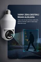 Güvenlik Kamerası 360 Derece Dönebilen Wifi Ampül Full Hd Smart Ip Kamera CMR26 Beyaz