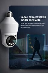 Güvenlik Kamerası 360 Derece Dönebilen Wifi Ampül Full Hd Smart Ip Kamera CMR26 Beyaz