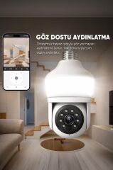 Torima Güvenlik Kamerası 360 Derece Dönebilen Wifi Ampül Full Hd Smart Ip Kamera CMR26 Beyaz