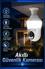 Güvenlik Kamerası 360 Derece Dönebilen Wifi Ampül Full Hd Smart Ip Kamera CMR26 Beyaz