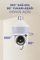 TORİMA CMR-26 Beyaz 360° Full Hd 1080p Ampül Wifi Smart Ip Güvenlik Kamerası