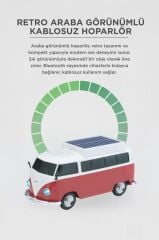 Bluetooth Hoparlör Retro Araba Vosvos Tasarımlı Solar Şarjlı Speaker D70 Kırmızı