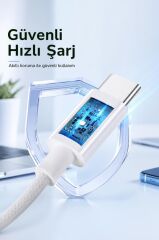 Şarj Kablosu Type-C to Type-C Lightning Hızlı 65W 2IN1 Data Kablo U16 Beyaz