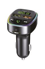 TORİMA G17 Siyah 18W Hızlı Şarjlı Bluetooth Transmitter Araç Şarj Cihazı – USB, TF Kart, FM, Mikrofon Destekli