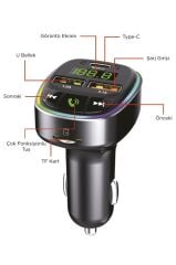 Torima Transmitter Usb Tf Kart Mikrofon Destekli Hızlı Araç Şarj Cihazı Fm 18W G17 Siyah