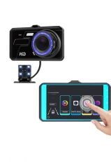 Araç İçi Kamera Gece Görüşlü Dokunmatik LCD Ekranlı 1080P Ön ve Arka Araç Kamerası TA04 Siyah