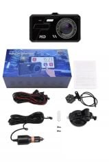 Araç İçi Kamera Gece Görüşlü Dokunmatik LCD Ekranlı 1080P Ön ve Arka Araç Kamerası TA04 Siyah