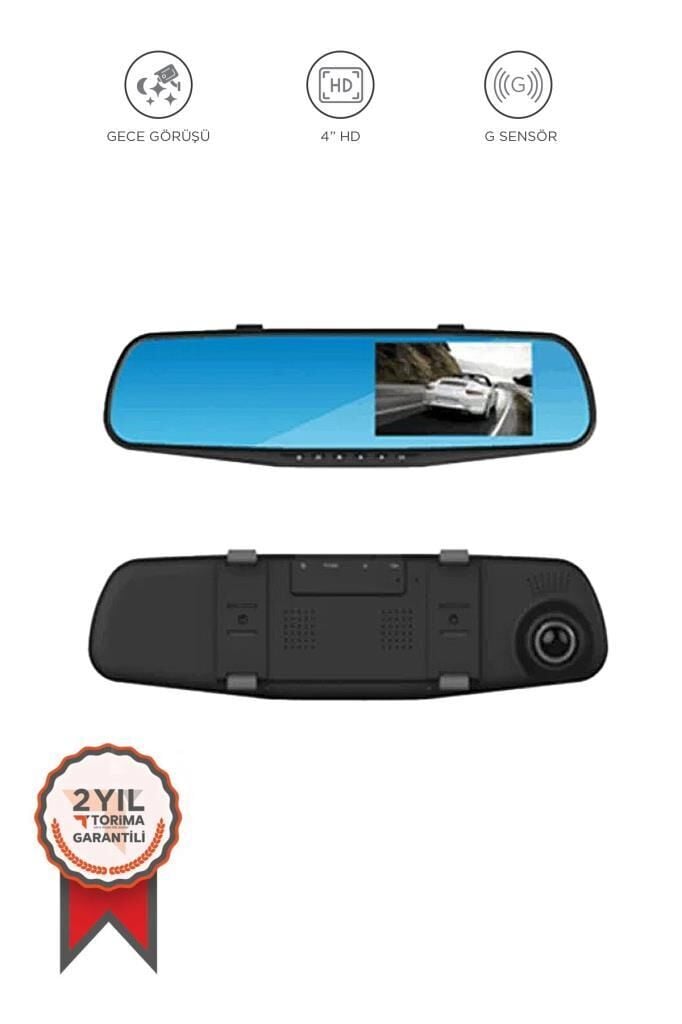 Araç İçi Kamera Gece Görüşlü LCD Ekranlı 1080P Ön ve Arka Dikiz Aynası TA05 Siyah