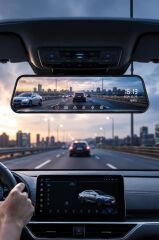 Araç İçi Kamera Gece Görüşlü LCD Ekranlı 1080P Ön ve Arka Dikiz Aynası TA06 Siyah