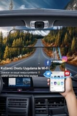 Araç İçi Kamera Gece Görüşlü LCD Ekranlı 1080P Ön ve Arka Dikiz Aynası TA06 Siyah