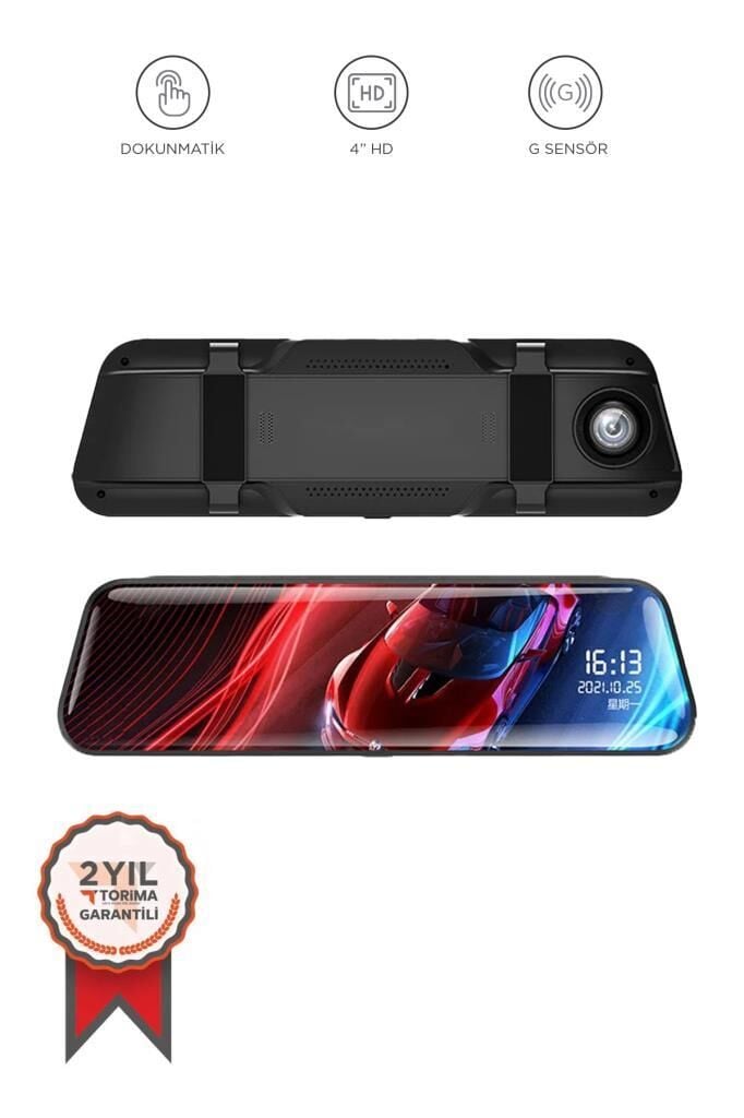 Araç İçi Kamera Gece Görüşlü LCD Ekranlı 1080P Ön ve Arka Dikiz Aynası TA06 Siyah