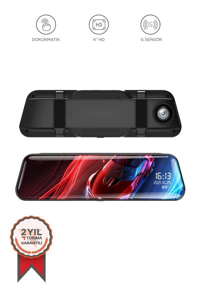 Araç İçi Kamera Gece Görüşlü LCD Ekranlı 1080P Ön ve Arka Dikiz Aynası TA06 Siyah