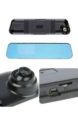 Araç İçi Kamera Gece Görüşlü LCD Ekranlı 1080P Ön ve Arka Dikiz Aynası TA06 Siyah