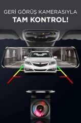 Araç İçi Kamera Gece Görüşlü LCD Ekranlı 1080P Ön ve Arka Dikiz Aynası TA06 Siyah