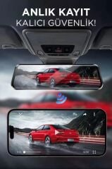 Araç İçi Kamera Gece Görüşlü LCD Ekranlı 1080P Ön ve Arka Dikiz Aynası TA06 Siyah